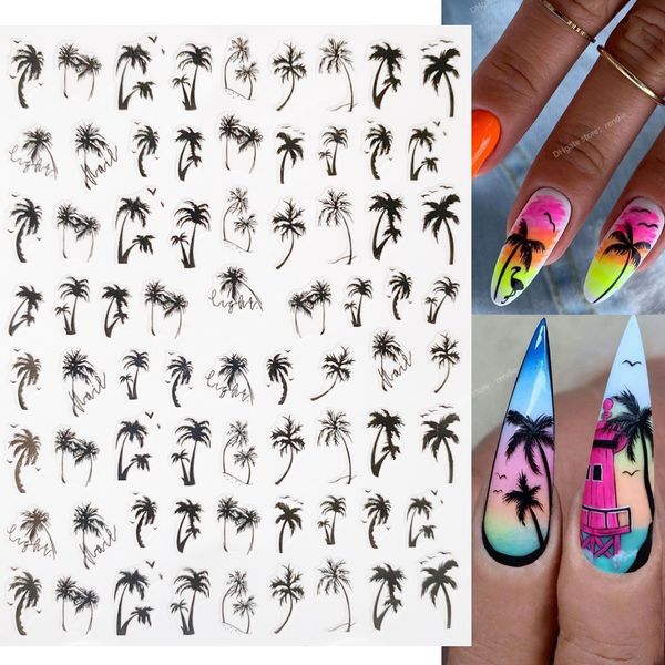 1 pz estate adesivi per unghie albero di cocco designer foglia decorazioni per nail art frutta arancione cursori ciliegia unghie decalcomanie in bundle Nail art adesivi decalcomanie nail art