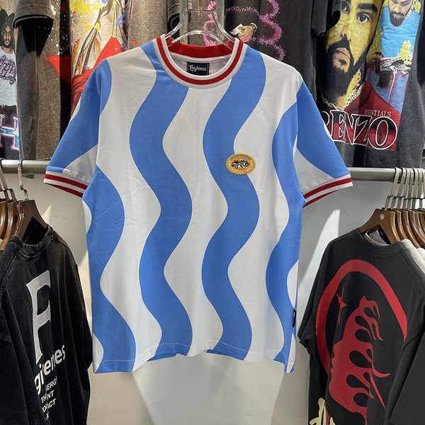 Erkekler Tişörtleri 2023SS STRIPE SAYISI 10 BASKI T-SHIRT ERKEKLER KALIPLAR VINTAGE BOITAGE BOTH STEMLE SAM KISA SLEVE SPOR TEE