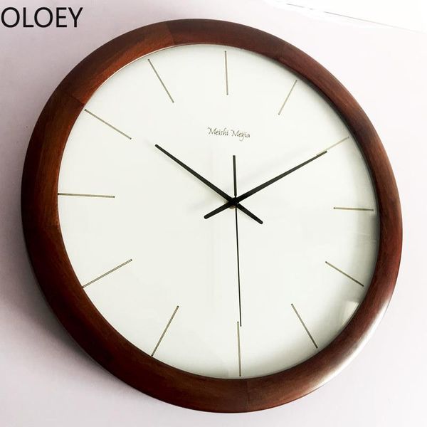 Настенные часы большие часы современный дизайн сплошной древесина ретро японские роскошные часы для дома декор гостиная спальня скандинавская nordic horloge