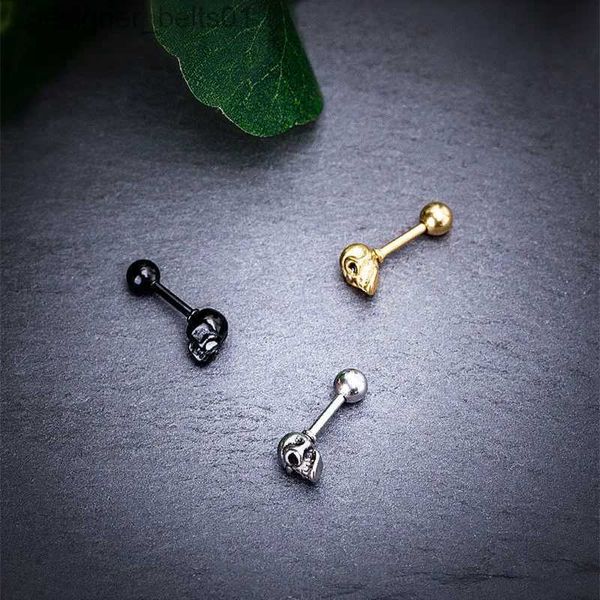 Stud Mode Punk Schädel Mini Ohrringe Edelstahl Klassische Design Skeleton Kleine Stud Ohr Schmuck Party Geschenke Für Frauen Männer L231117