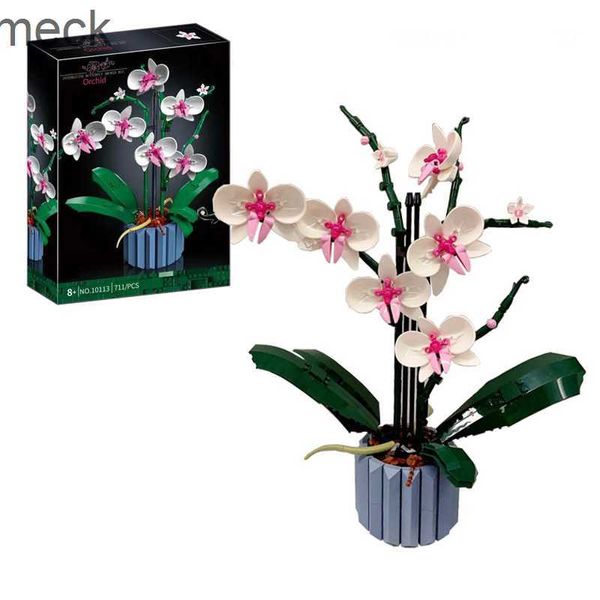 Blocchi Moc Bouquet Blocco orchidea fiore Piante grasse Blocchi in vaso FIT per 10311 Kit romantico Assemblaggio Giocattolo da costruzione regalo per ragazza