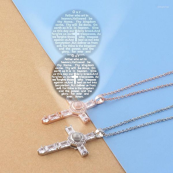 Anhänger Halsketten Kristall Kreuz Projektion Halskette Christian Jesus Einzelne Schrift Frauen Männer Choker Schmuck