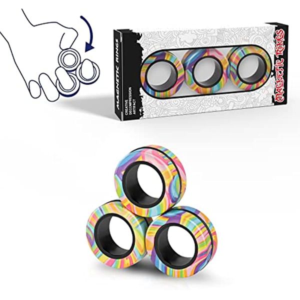 Anéis magnéticos Fidget Toy Set Ideia Idéia de ADHD Toys Rings Spinner de ímãs adultos para terapia de alívio de ansiedade