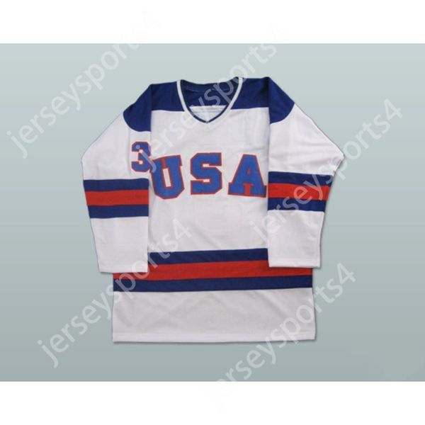 Personalizzata 1980 MIRACLE ON ICE TEAM USA KEN MORROW 3 MAGLIA DA HOCKEY NUOVA cucitura superiore S-M-L-XL-XXL-3XL-4XL-5XL-6XL