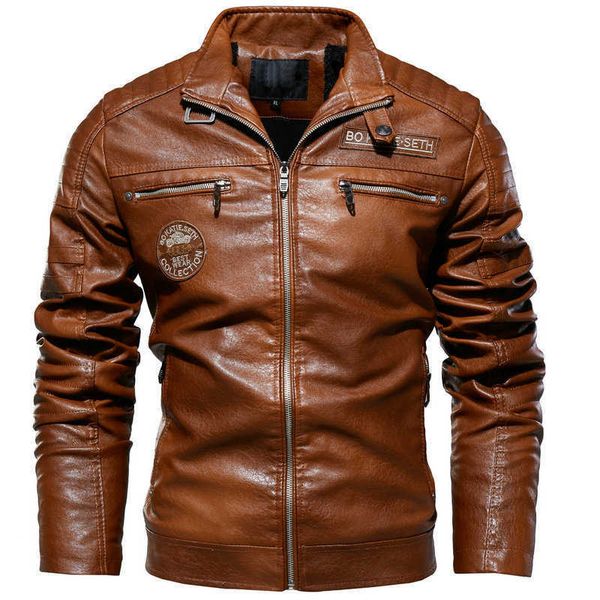 Designer jaquetas masculinas grandes jaqueta de couro masculino outono e inverno novo casaco de couro do plutônio dos homens terno da motocicleta casaco de couro de pelúcia