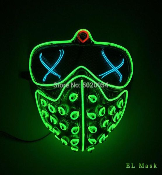Hochwertige Feiertage Led Rave Masken Leuchtende Party EL Maske Halloween CosplayProps Watch Dogs Maske Men039s Geschenk T2005093528496