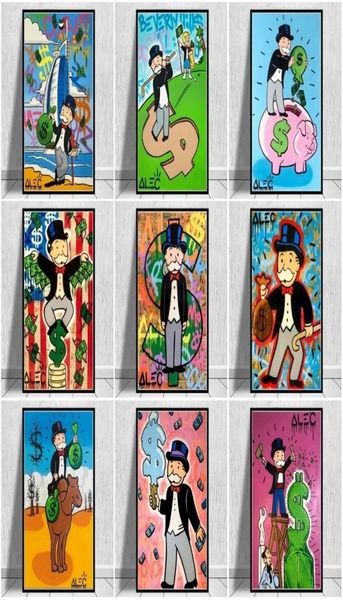 Alec Monopoly Millionaire Money Poster e stampe Street Graffiti Art Canvas Painting Cartoon Wall Art Immagini per soggiorno H3188988