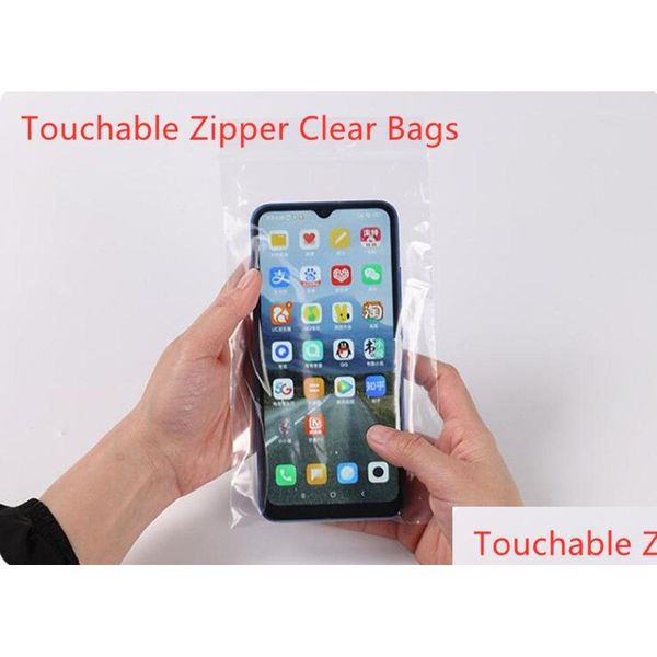 Caixas de telefone celular Pacotes Touchable Clear Moistureproof Dustproof Pe Bags OPP Embalagem Zipper Pacote Impermeável Saco Selado Disposabl Dhg5O