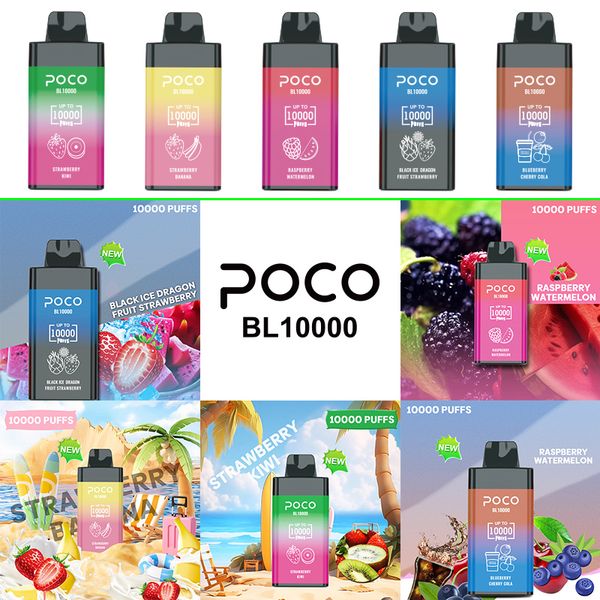 EU USA Lager Original POCO Vape Puff 10000 Züge 10k Einweg-Vape elektronische Zigarette Vape Pen wiederaufladbarer Luftstrom einstellbar 20 ml 15 Geschmacksrichtungen Gerät Vaper