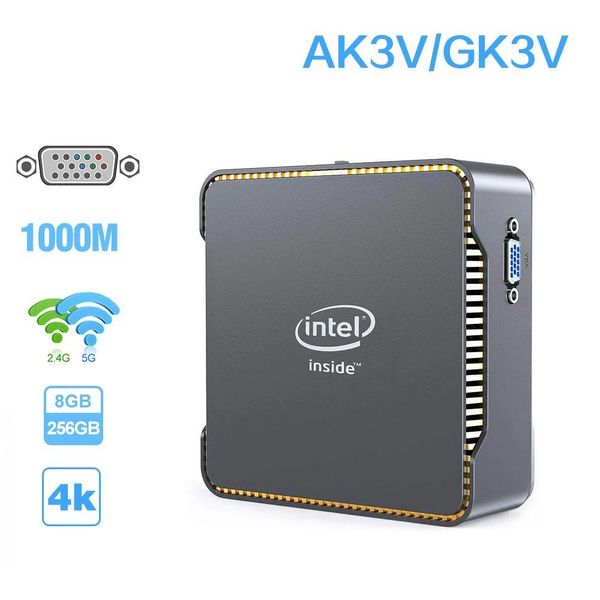 Мини-ПК ПК Ak3V Intel Celeron J3455 Quad Core Ddr4 8 ГБ 128 ГБ Windows 10 Настольный компьютер с портом HD VGA 1000M Lan Bt4.2 Прямая доставка Comput Dhym1