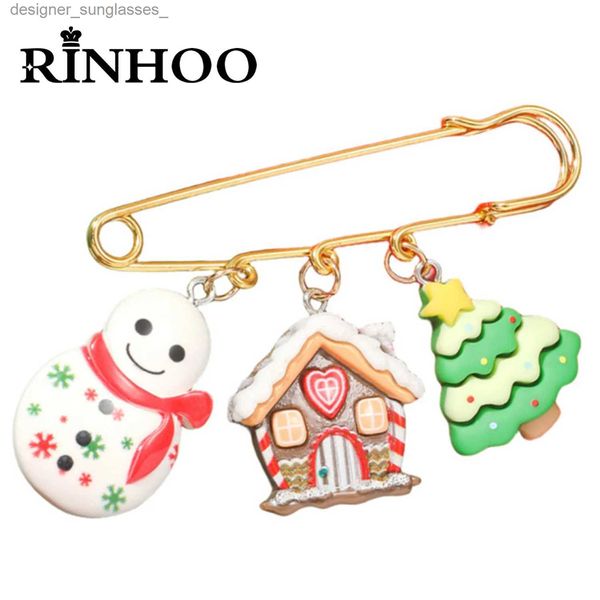 Pins Broches Rinhoo Cartoon Acrílico Broche de Natal para Mulheres Árvore de Natal Boneco de Neve Veado Papai Noel Pinos de Agulha Grande Decoração de Ano Novo JóiasL231117