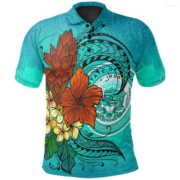 Magliette da uomo Polo Hawaii T-shirt estiva a maniche corte da donna stile fiori tropicali stampata in 3D