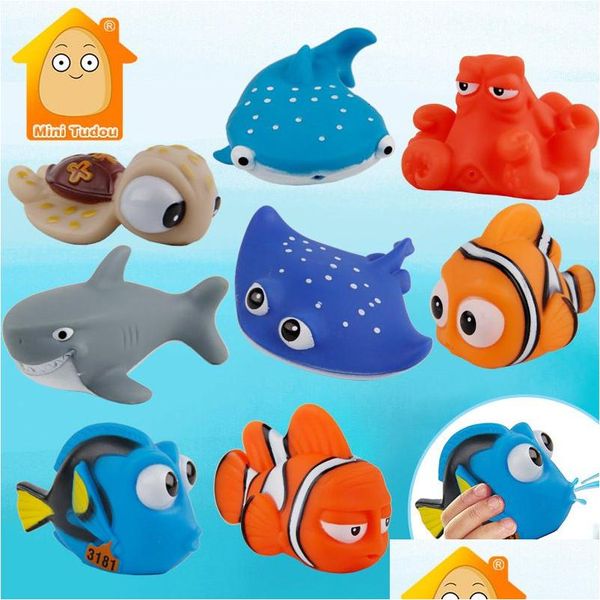 Brinquedos de banho Bebê encontrando peixes crianças float spray água espremer aqua borracha macia banheiro jogar animais figura brinquedo para crianças gota entregar dh4kc