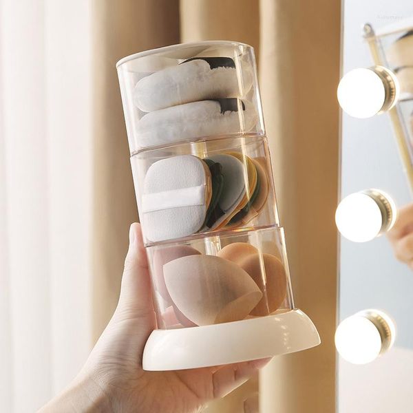 Ящики для хранения 360 градусов ротационная макияж пухлая губка яиц прозрачная подставка 2/3/4 для косметического органайзера для лица.