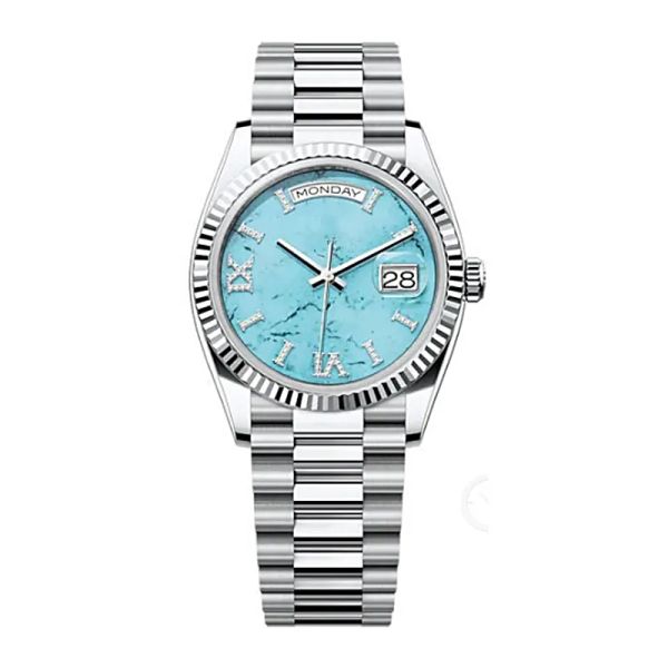 Nova data relógio masculino 36mm máquinas automáticas luxo designer feminino relógio 36mm904l banda de aço inoxidável elegante diamante quebra-cabeça dial relógios Montre De Luxe