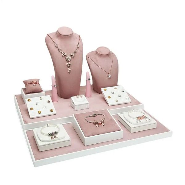 Schmuckschatullen, Schmuck-Display-Requisiten, direkt ab Werk, Halskette, Armband, rosa Farbe, Schmuck-Display-Set 231116