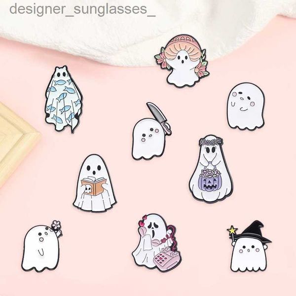 Pins Broschen Kreative Tren Cartoon Halloween Geist Öl Tropfen Lel Brosche Abzeichen Pin Denim Tasche Geschenk Männer Frauen Mode Schmuck zubehörL231117