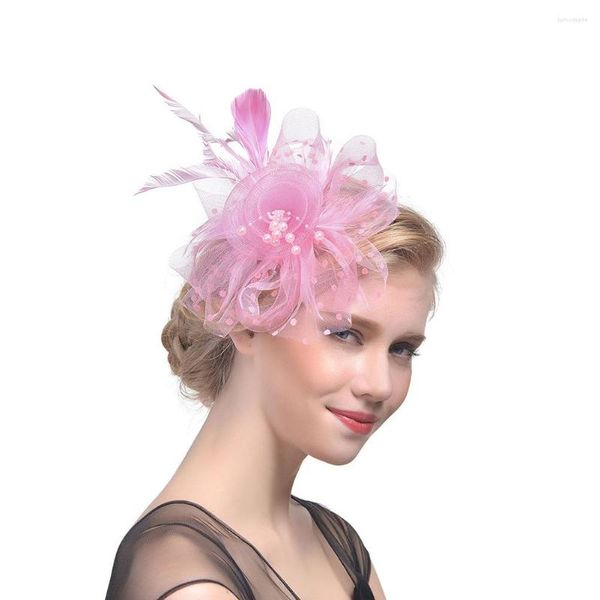 Başlıklar ziyafet tüyü saç pimleri başlık düğün partisi gelin tiara kadın fascinators klips bayanlar aksesuar homburg