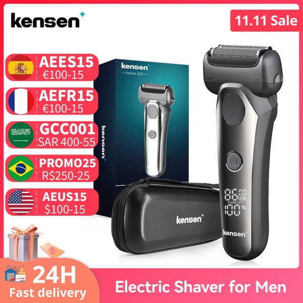 Barbeadores Elétricos Kensen Barbeador Elétrico para Homens 3D Lâmina Flutuante Lavável Tipo-C USB Recarregável Barbear Barba Máquina Aparadora para Barbeiro 231116