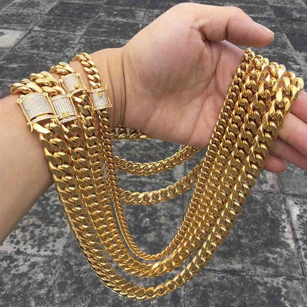 Wholele New Heavy Cuban Link PVD 14K Real Gold Hip Hop Chain Necklace283j