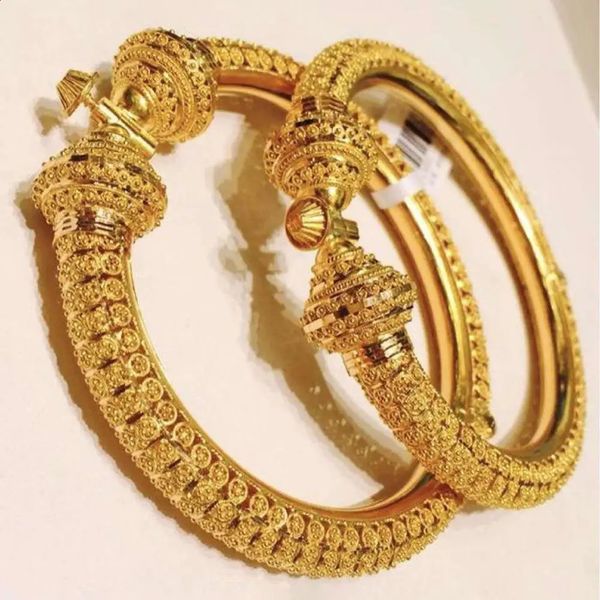 Bangle 24k Luxo Casamento Dubai Pulseira Ouro Mulheres Noiva Índia Jóias Presente Pode Ser Aberto 231116