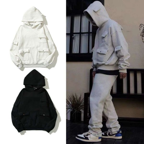 Tasarımcı Hoodie Erkek Sweatshirts Moda Sokak Giyim Vibe Style Chin-Chic Street American Peluş Kapüşonlu Çok Cep Kazak Ceket Erkekler Kalınlaştırılmış Büyük Boy