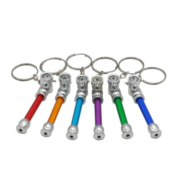 New Metal Pipe Keychain Aluminum Alloy High Quality Mini Smoking Pipe Tube Portable Unique Design Easy Carry Clean Hot Sale LL