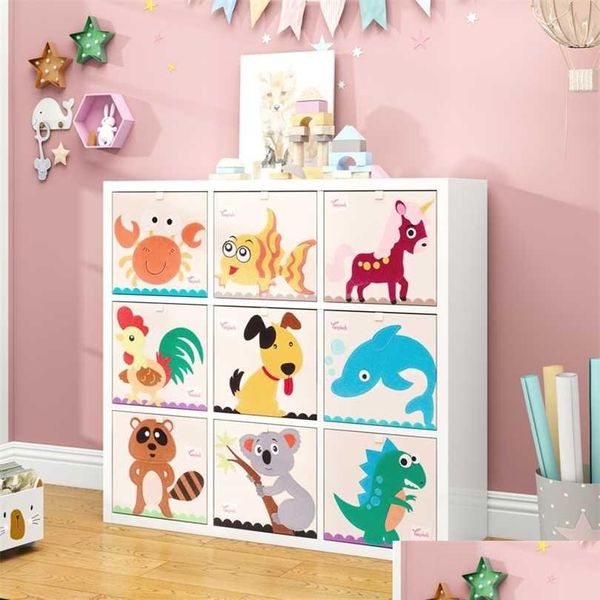 Boxen Lagerung # Cube Garten Kinder Aufbewahrungsbox Cartoon Tier Faltbehälter Kleiderschrank Der Kleidung Korb Kinder Spielzeug Organizer 211102 D Dhqnw