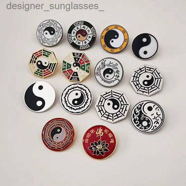 Pins Broschen Chinesische Tradition Kultur Fünf Elemente Yin Yang Tai Chi Bagua Brosche Buddhistische Lotus Abzeichen Insignien Schmuck ZubehörL231117