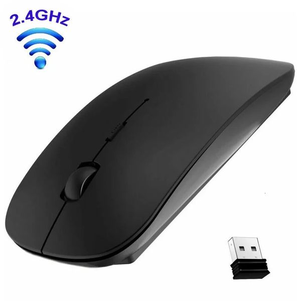 Fareler İnce Kablosuz Fare 2 4GHz Optik 1600dpi Gamer Office PC Dizüstü Bilgisayar için USB Alıcı ile Sessiz Ergonomik Tasarım