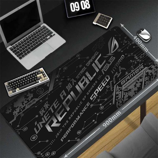 Mauspads Handgelenkauflagen ASUS ROG Mauspad Gaming Mousepad Gamer Großes PadMouse Computer Mausepad XXL Teppich Gummioberfläche Mausepads Tastatur Schreibtischunterlage YQ231117