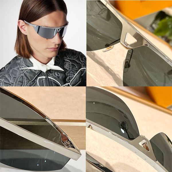 Designers Top Quality Luxo 1.1 Evidência Futura Máscara Cool Mens Borderless Metal Mirror Leg Strap Esculpido Padrão Fit Face Sunglasses Party Show Óculos Z1901U