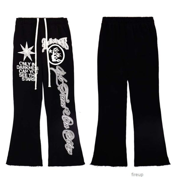 Designers Calça Casual Mens Calças Sweatpants Hellstar Hell Star Red Flare Calças Wash Splice Homens Mulheres Guarda