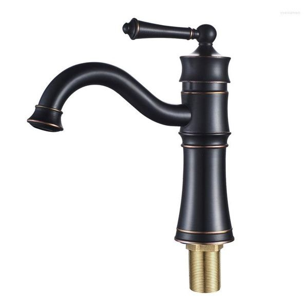 Rubinetti per lavandino del bagno Rubinetto per lavabo da piano Rubinetto nero Acqua monoforo e ottone freddo