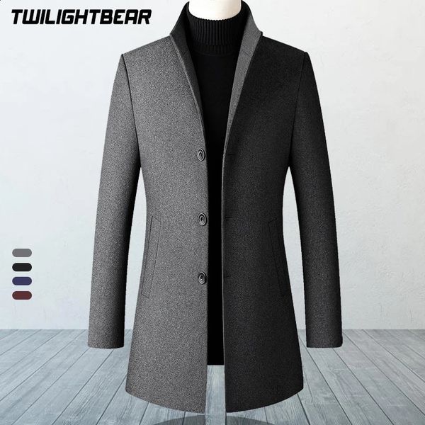 Мужская зимняя куртка из смесовой шерсти, мужское полупальто, пальто большого размера, однотонная деловая повседневная одежда, шерстяные пальто 4XL A3F2011 231116