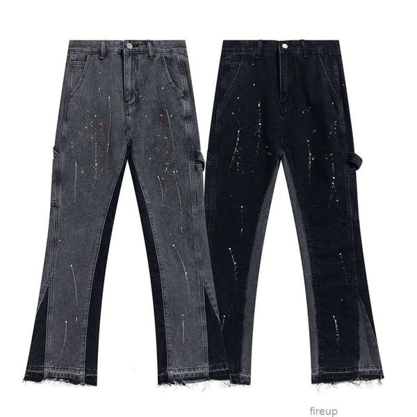 Designer Freizeithosen Hosen Jogginghosen Galleryes Depts Ink Splashing Ing Kontrastjeans High Street Vielseitigkeit Herren Damen Weites Bein Micro Horn Stra