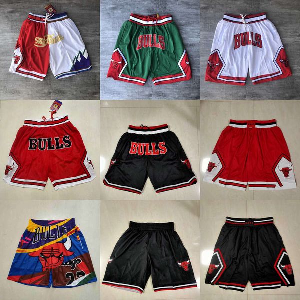 Shorts de basquete Chicagobullsmen Throwback com bolso vermelho preto