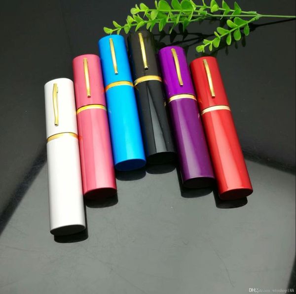Pipa da fumo Mini bong in vetro narghilè Forma di metallo colorato Mini bottiglia di narghilè portatile in stile penna multicolore