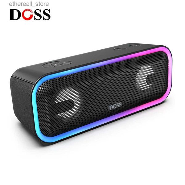 Handy-Lautsprecher DOSS Bluetooth-Lautsprecher SoundBox Pro+, kabelloses Pairing, Musik-Soundbox, 24 W Stereo-Sound, kräftiger Bass, mehrfarbige Lichter, Lautsprecher Q231117