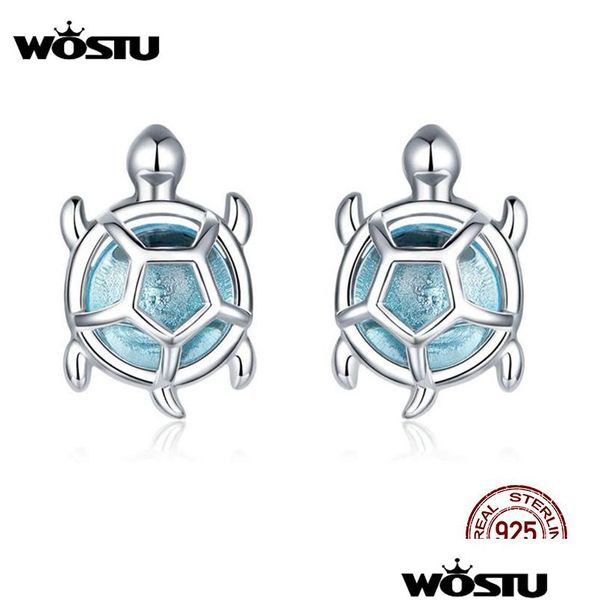 Charm Wostu 925 Sterling Sier Deniz Kaplumbağa Kaplumbağası Kadınlar İçin Zarif Küpeler Moda Kore Düğün Takı CTE406 DROP DHGARDEN DHVHX