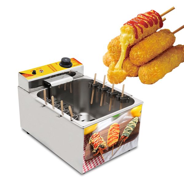 12L de cachorro -quente Electric Deep Frie Machine para aquecimento de cachorro -quente pão de queijo automático Mozzarella fritadeira Máquina de batata