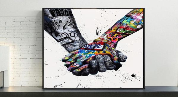 Lover Hands Graffiti Art Street Sanat Tuval Resimleri İlham Sanat Resimleri Duvar Sanatı Oturma Odası Ev Dekoru Çerçeve 5403147