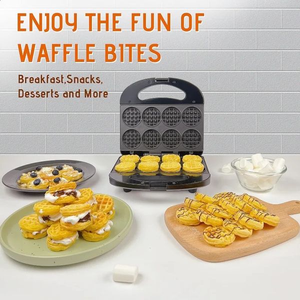 Máquina de café da manhã 3 em 1, mini máquina de waffle, pequenas mordidas, ideal para lanches, sobremesas e muito mais 231116