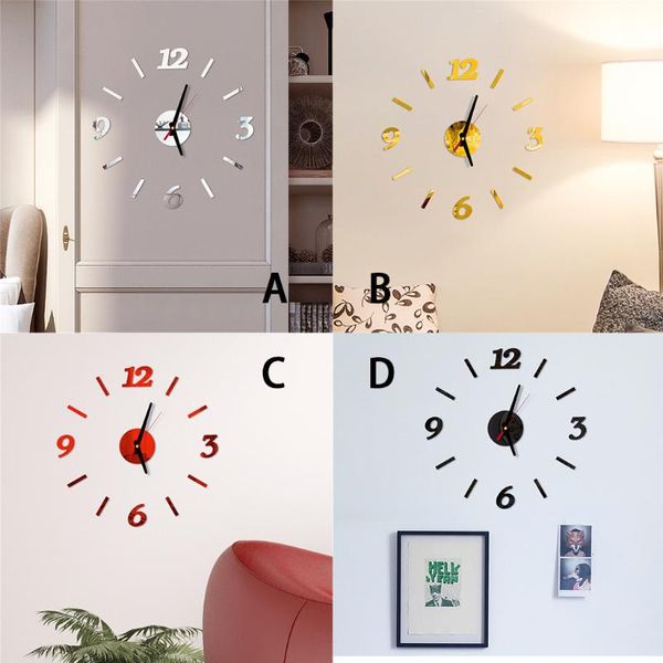 Orologi da parete Orologio 3D Numeri romani fai da te Design moderno Specchio Soggiorno Camera da letto Decorazione Adesivi