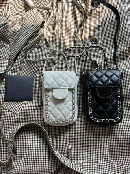 Bayan Telefon Kılıfı Çanta X-Kapitone Elmas Kafes Dana Derisi 2 Renk Zincirli ve Deri Örgü Askılı Kadın Tasarımcı Modası Crossbody Çantalar