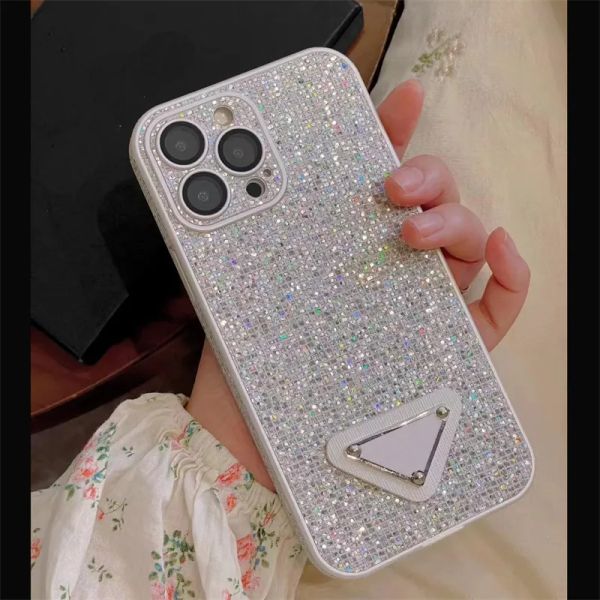 Capa de telefone à prova de choque para iphone 14 pro 13 11 12 pro luxo designer casos de telefone clássico triângulo casos cobre diamante completo G2311171Z-6