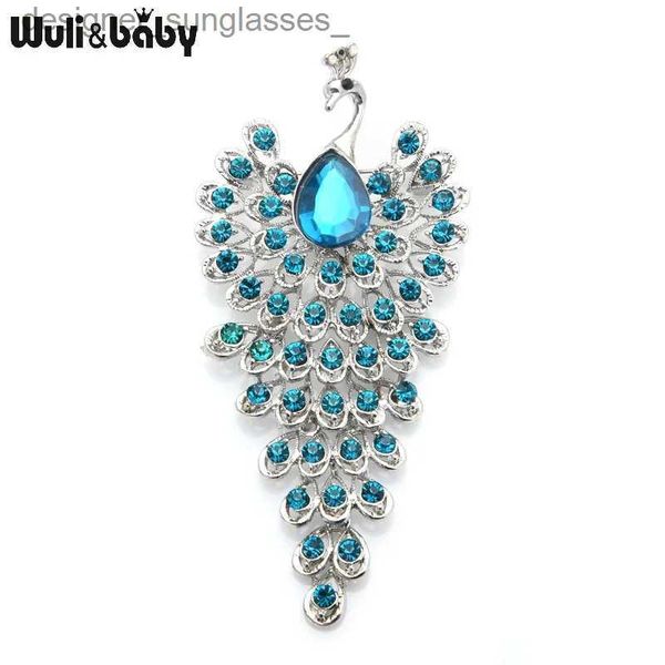 Spille Spille Wuli bambino Grande strass Pavone Spille per uccelli Donne Bellezza 3 colori Uccelli Animali Matrimoni Feste Ufficio Spilla Spille RegaliL231117