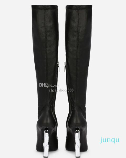 Stivali invernali famosi Keira Tall Boot in tessuto da donna Stivali con tacco in carbonio placcato palladio