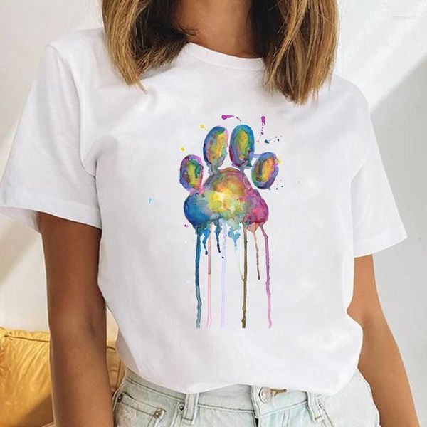 Kadın T gömlekleri kadın köpek mektubu trend aşk hayvan gündelik kadın karikatür kıyafetleri üstler baskı bayanlar tees tshirt grafik t-shirt