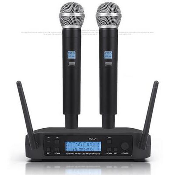 Microfono Wireless G-MARK GLXD4 Sistema professionale UHF Microfono dinamico Frequenza automatica 80M Party Stage Host Chiesa Karaoke Microfoni KTV